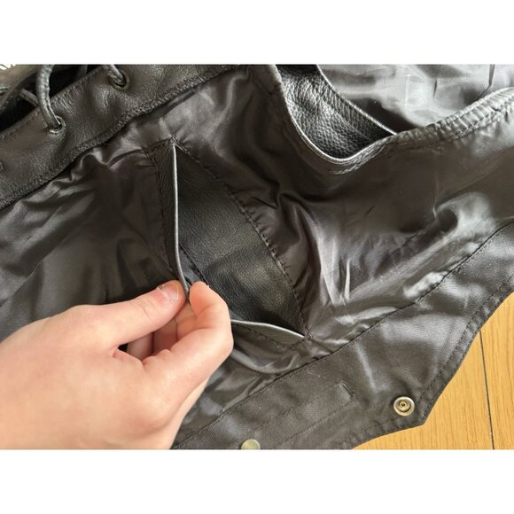 Highway 21 Leather Vest Mens Large Black Motorcycle Side Lace Streetwear Travel - Picture 11 of 13